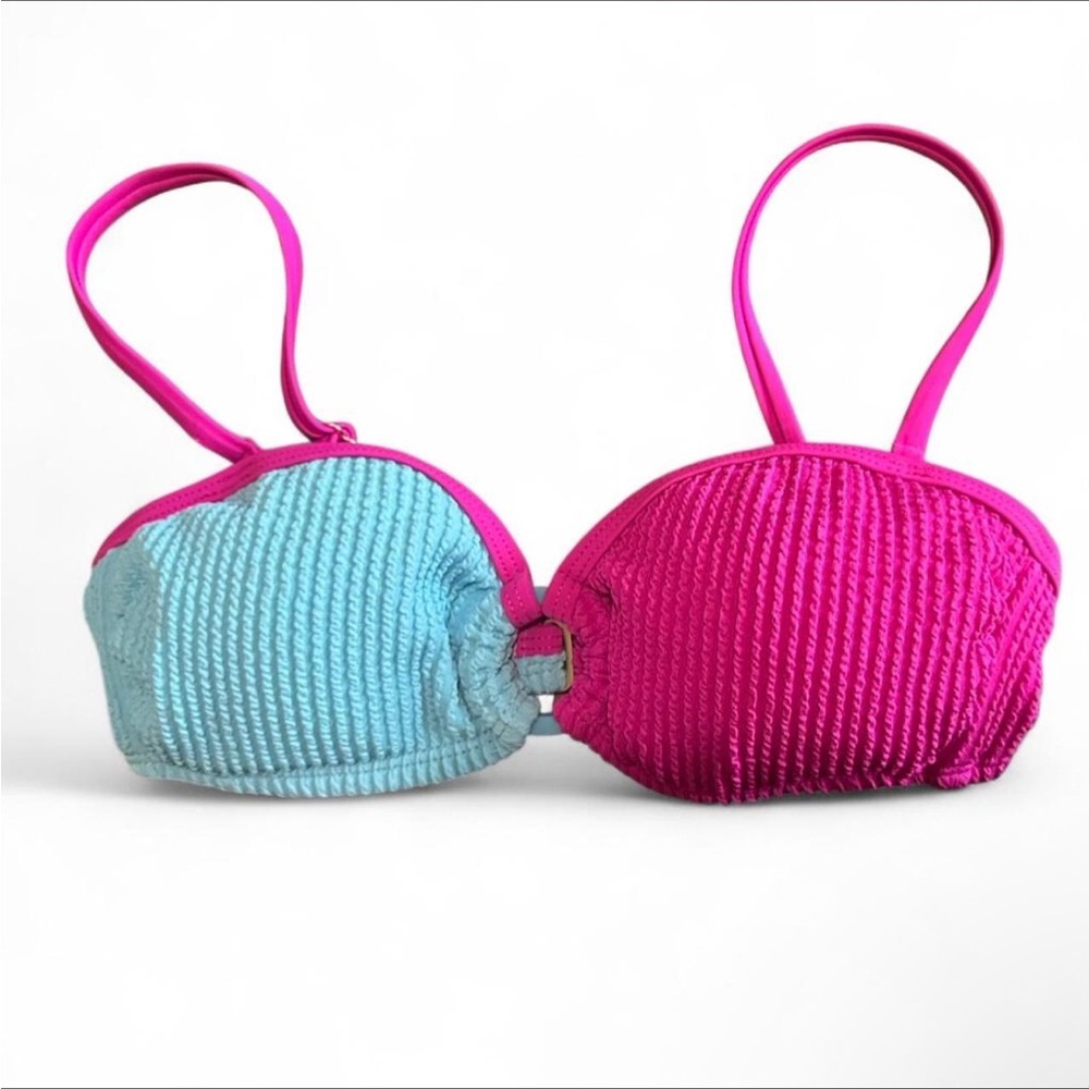 Salt + Cove Pink and Light Blue Textured Bikini Top - Picture 3 of 4